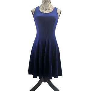 Everly Women's Navy Blue Sleeveless Fit‎ Flare Knit Dress Size S